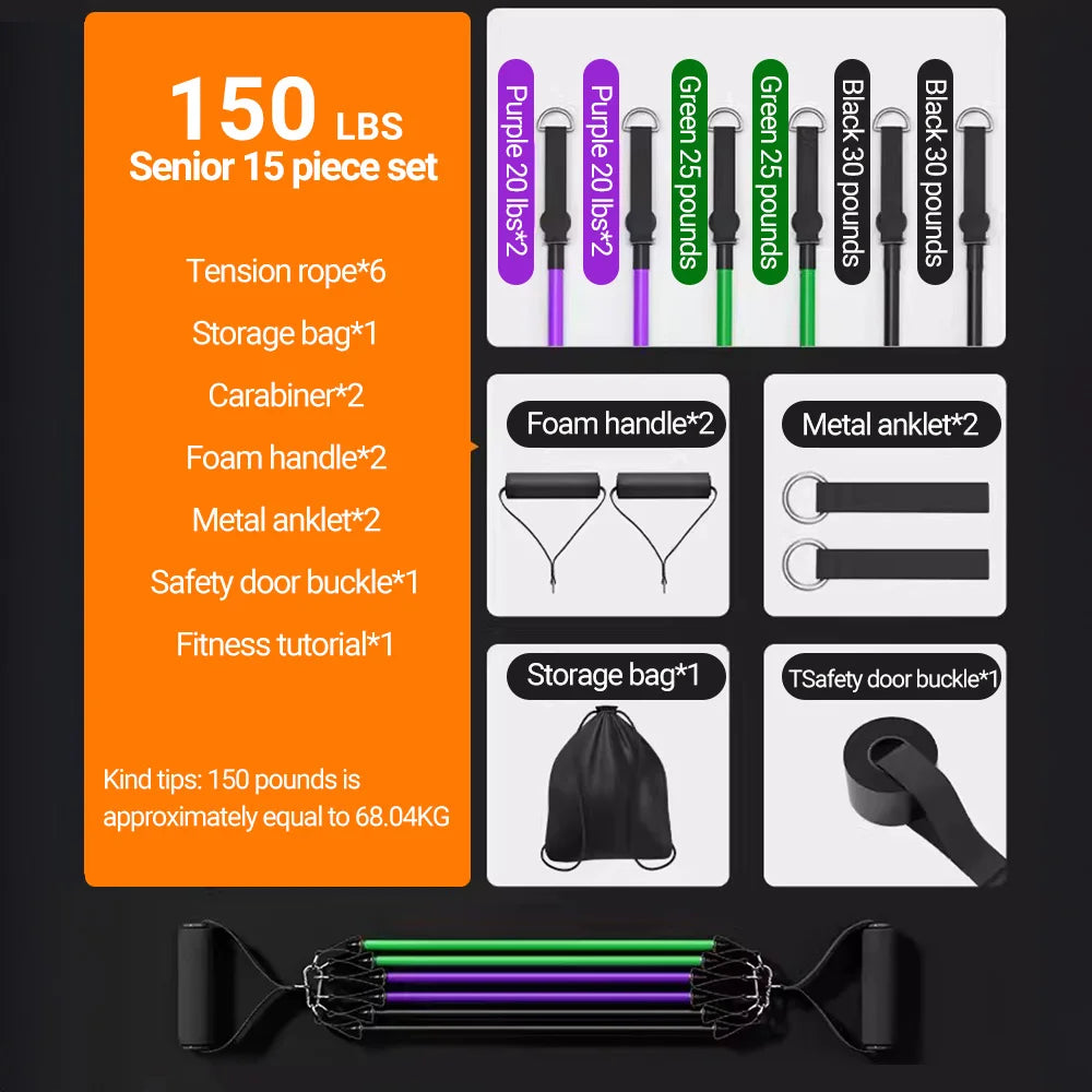 Resistance Bands Set 10-14PCS for Fitness & Muscle Training