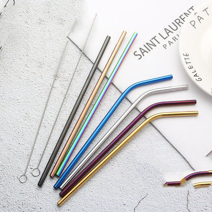 Colorful Stainless Steel Drinking Straws – Reusable Metal Straws with Brush