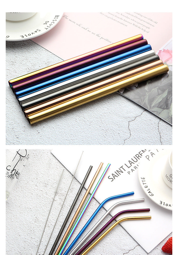 Colorful Stainless Steel Drinking Straws – Reusable Metal Straws with Brush