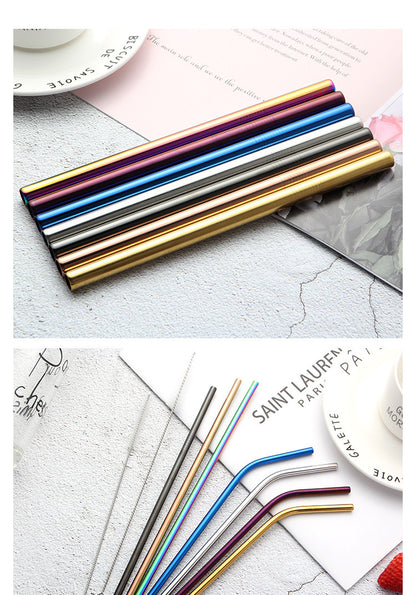 Colorful Stainless Steel Drinking Straws – Reusable Metal Straws with Brush