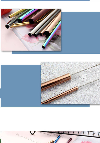 Colorful Stainless Steel Drinking Straws – Reusable Metal Straws with Brush
