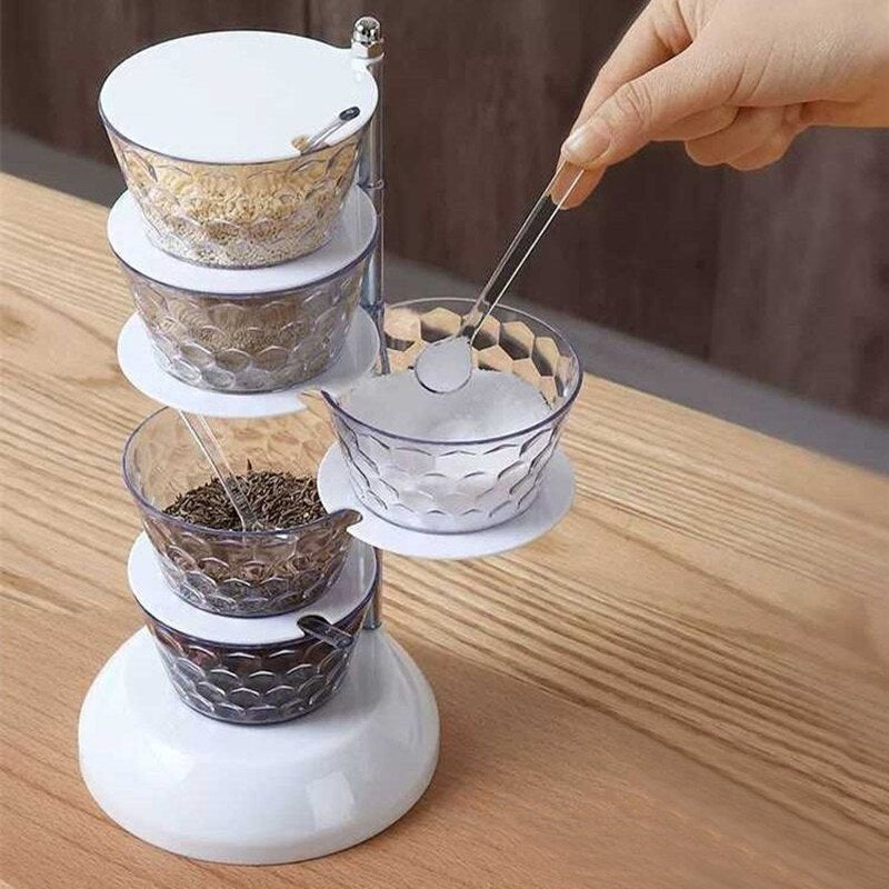 Rotatable Multi-Layer Spice Jar Organizer – Kitchen Seasoning Box