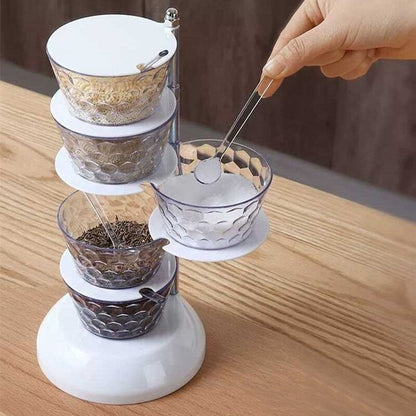 Rotatable Multi-Layer Spice Jar Organizer – Kitchen Seasoning Box