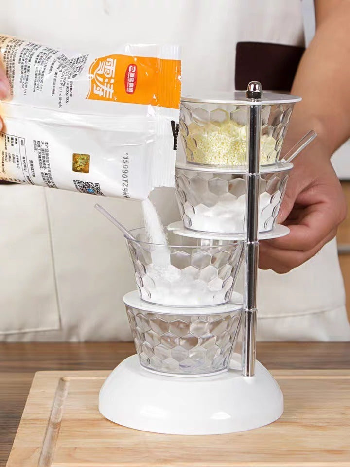 Rotatable Multi-Layer Spice Jar Organizer – Kitchen Seasoning Box