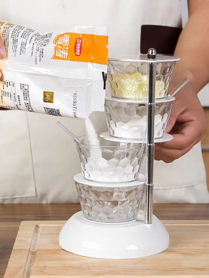 Rotatable Multi-Layer Spice Jar Organizer – Kitchen Seasoning Box