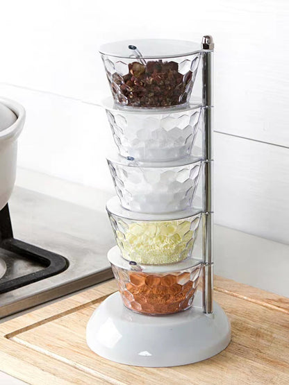 Rotatable Multi-Layer Spice Jar Organizer – Kitchen Seasoning Box