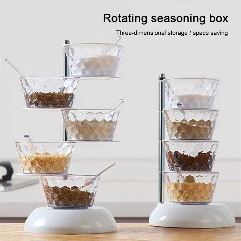 Rotatable Multi-Layer Spice Jar Organizer – Kitchen Seasoning Box