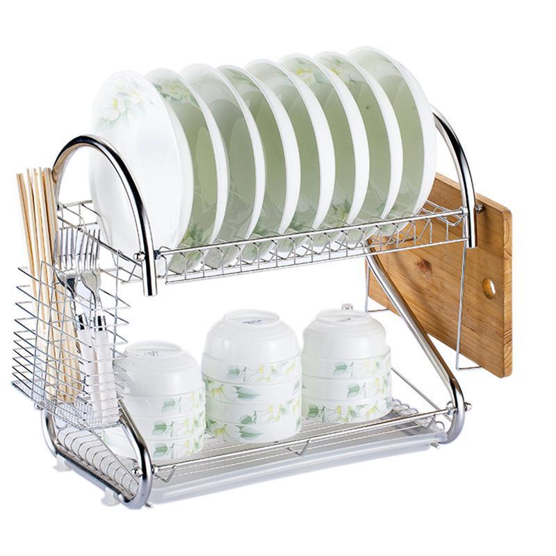 Bamboo Double-Layer Kitchen Dish Drying Rack