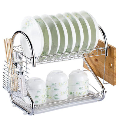 Bamboo Double-Layer Kitchen Dish Drying Rack