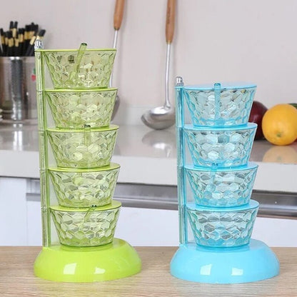 Rotatable Multi-Layer Spice Jar Organizer – Kitchen Seasoning Box