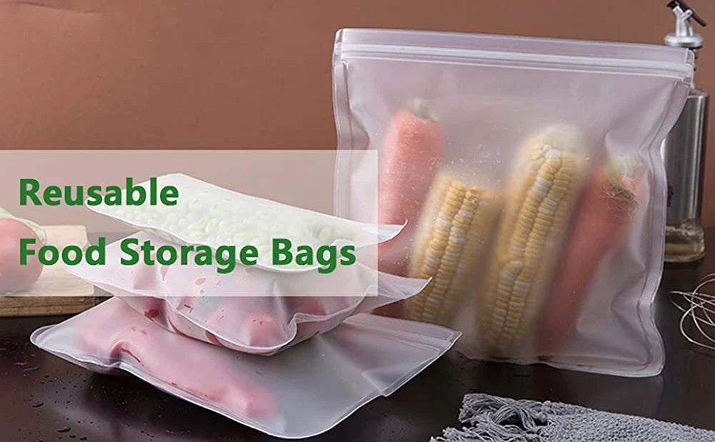 10pcs Silicone Reusable Food Storage Bags – Leakproof Zip Containers