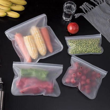 10pcs Silicone Reusable Food Storage Bags – Leakproof Zip Containers