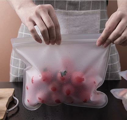 10pcs Silicone Reusable Food Storage Bags – Leakproof Zip Containers