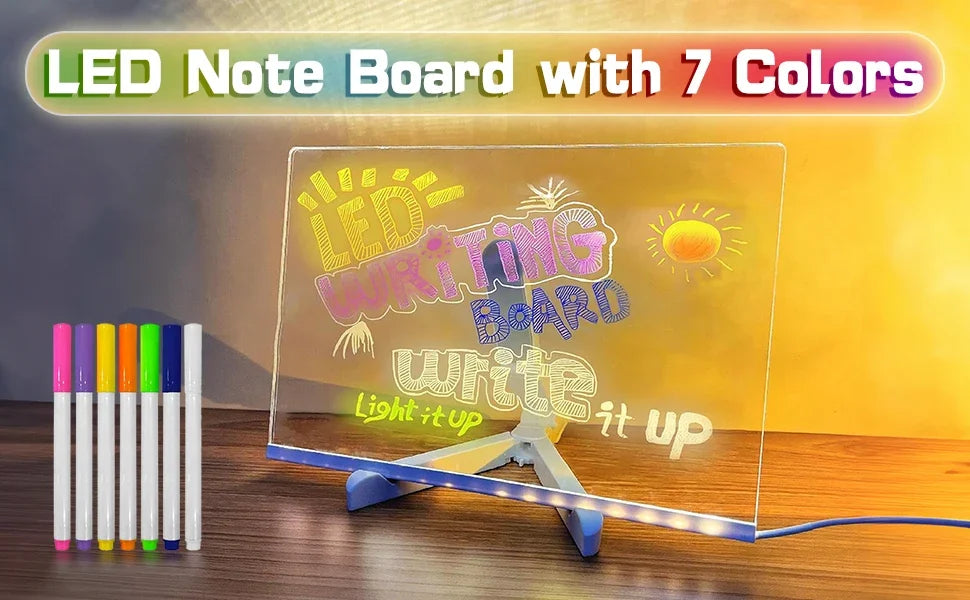 LED Glow Drawing Board with Markers & Stand – Kids DIY Toy