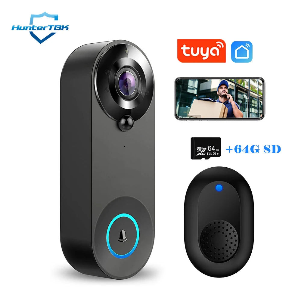1080P WiFi Smart Video Doorbell with Night Vision & Motion Detect
