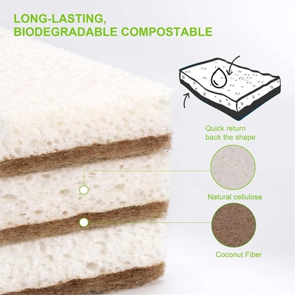Eco-Friendly Natural Dish Sponges – Biodegradable Coconut Scrubbers 12-Pack