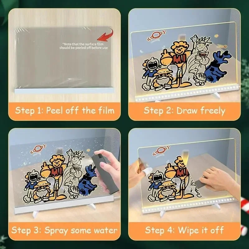 LED Glow Drawing Board with Markers & Stand – Kids DIY Toy