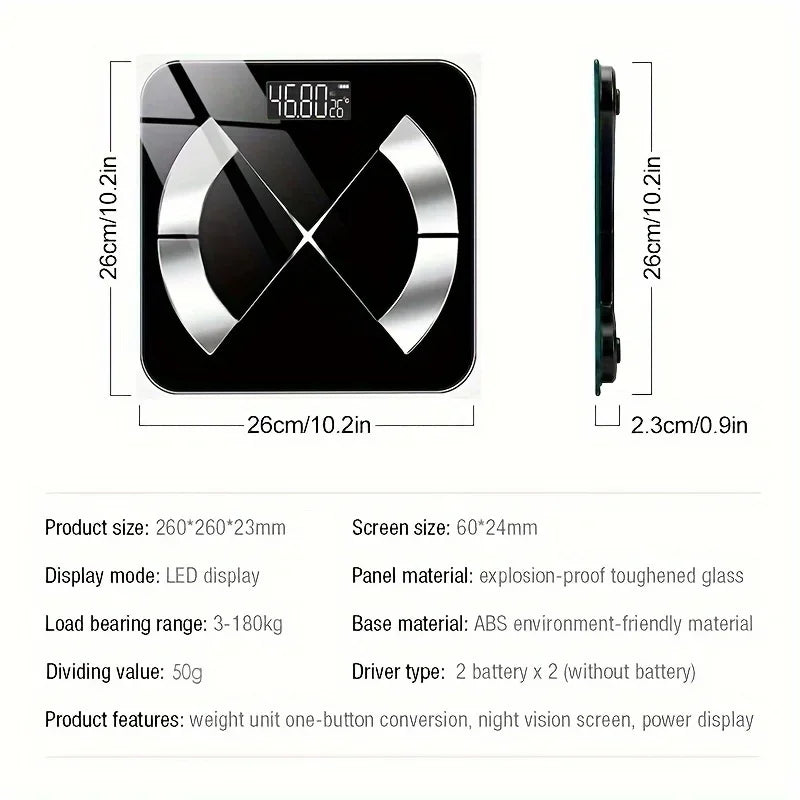 Smart Body Fat Scale with HD Display & Health Data Analysis