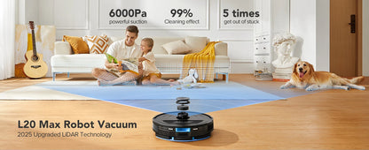 Lubluelu L20 Max Robot Vacuum & Mop – Smart LiDAR, Auto Mop Lift, 6000Pa Power