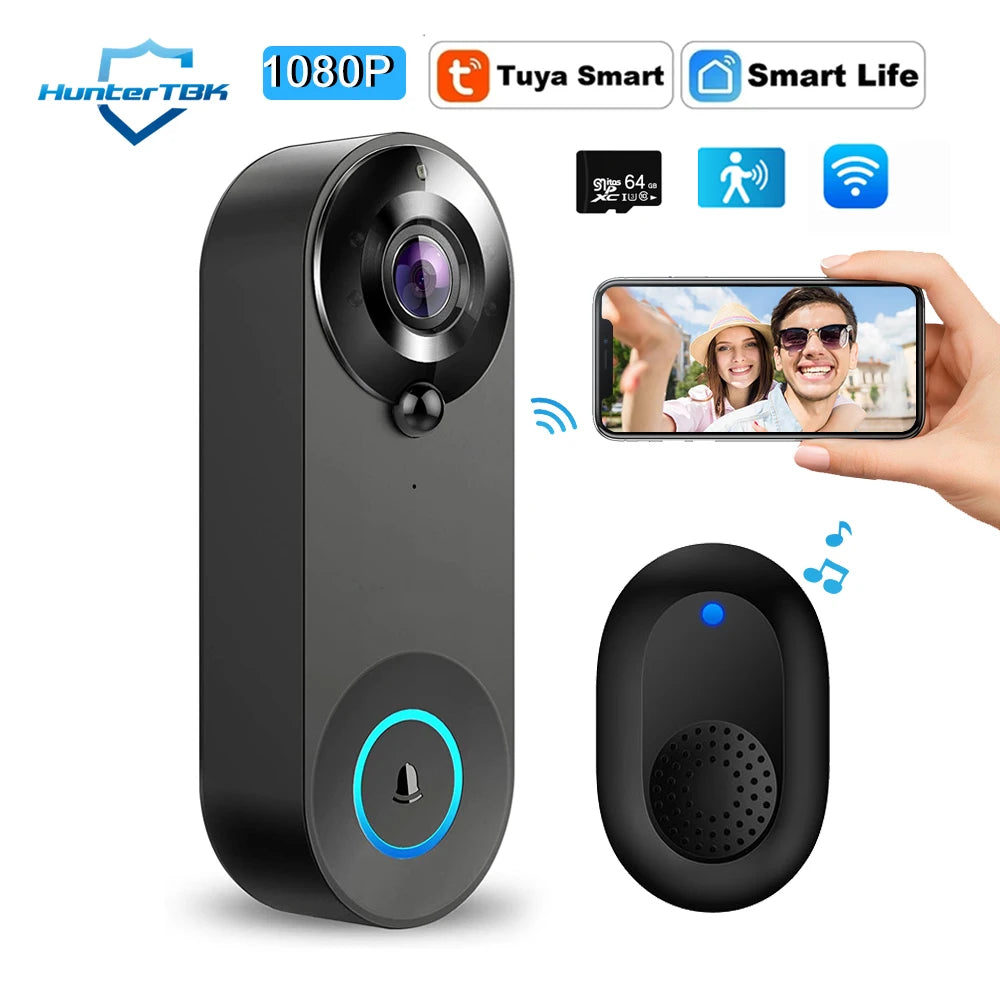 1080P WiFi Smart Video Doorbell with Night Vision & Motion Detect