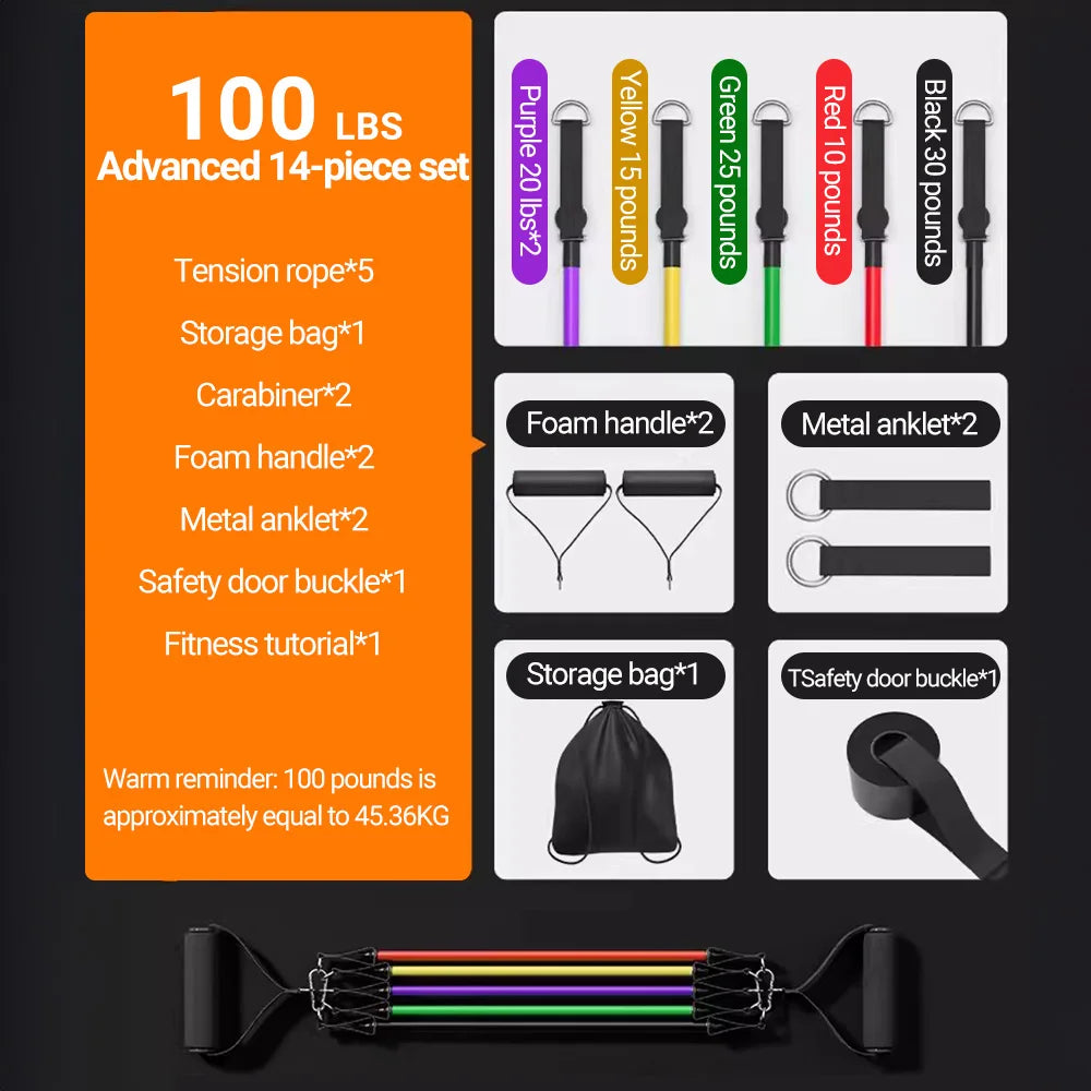Resistance Bands Set 10-14PCS for Fitness & Muscle Training