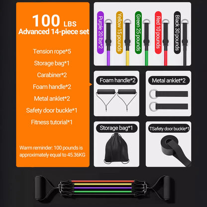 Resistance Bands Set 10-14PCS for Fitness & Muscle Training