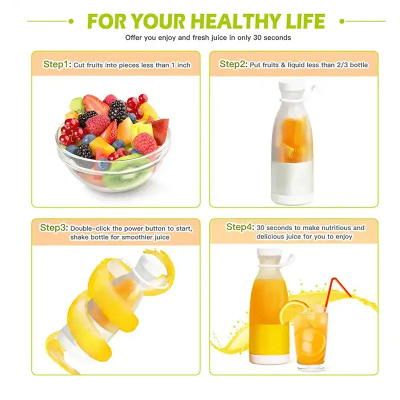 Portable USB Rechargeable Mini Blender – Handheld Fruit & Smoothie Maker