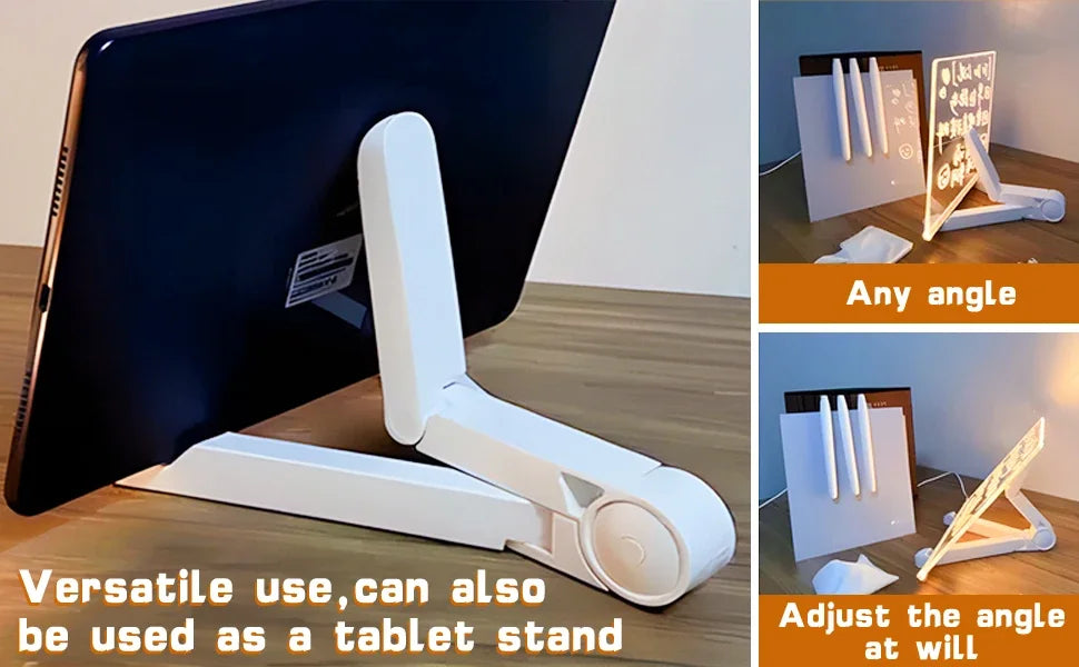 LED Glow Drawing Board with Markers & Stand – Kids DIY Toy