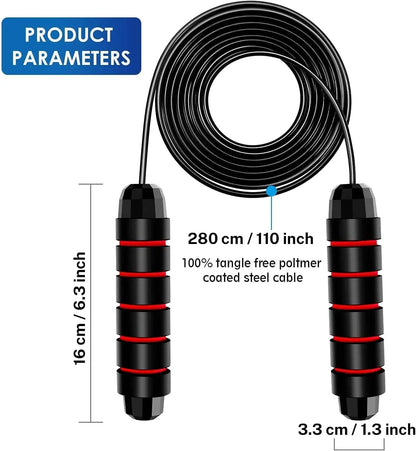 Adjustable Speed Jump Rope with Ball Bearings & Foam Handles