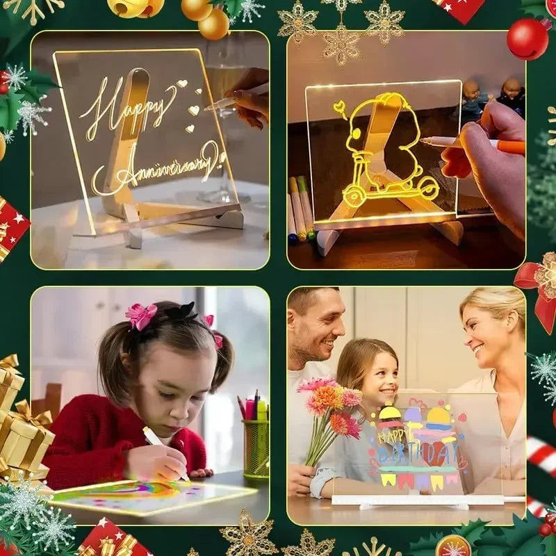 LED Glow Drawing Board with Markers & Stand – Kids DIY Toy