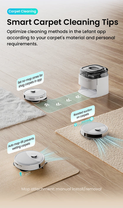 Lefant M3L Smart Robot Vacuum & Mop – 12000Pa Laser Mapping with Auto Wash & Dry Station