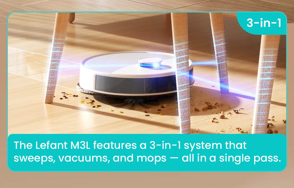 Lefant M3L Smart Robot Vacuum & Mop – 12000Pa Laser Mapping with Auto Wash & Dry Station