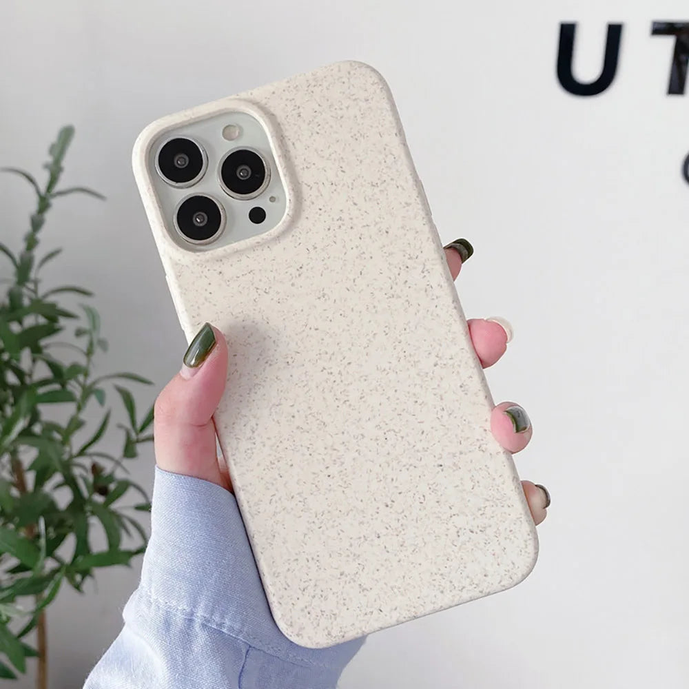 Biodegradable Wheat Straw iPhone Case – Eco Shockproof Cover