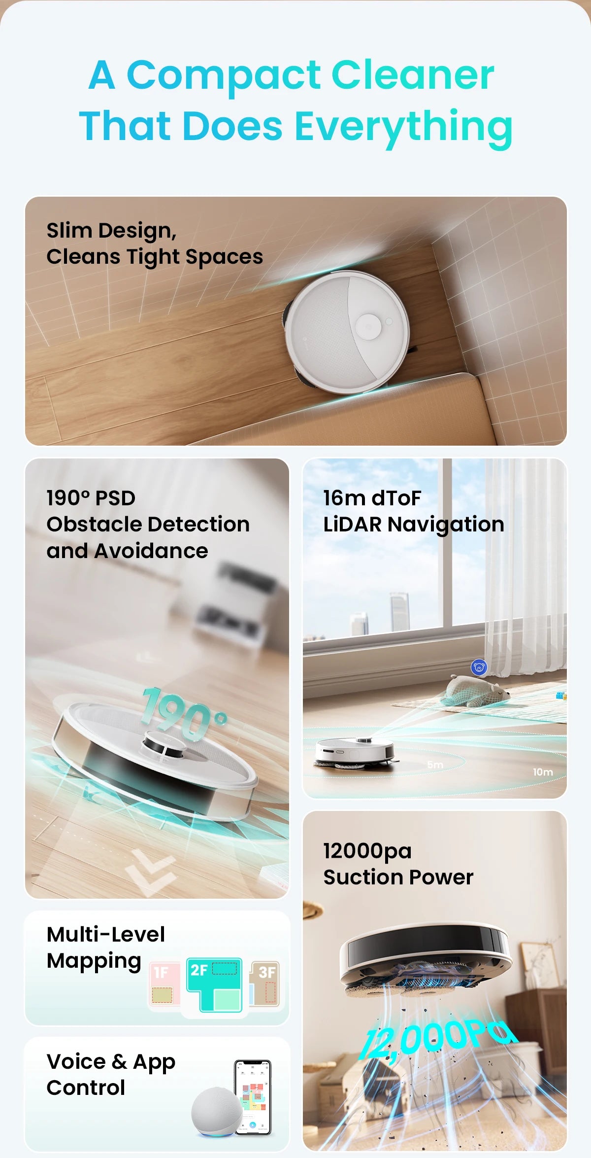 Lefant M3L Smart Robot Vacuum & Mop – 12000Pa Laser Mapping with Auto Wash & Dry Station