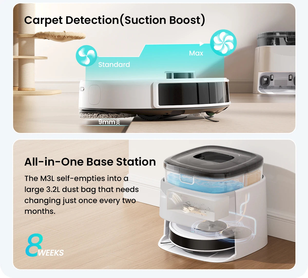 Lefant M3L Smart Robot Vacuum & Mop – 12000Pa Laser Mapping with Auto Wash & Dry Station