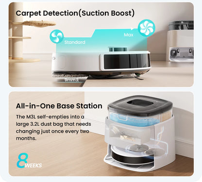 Lefant M3L Smart Robot Vacuum & Mop – 12000Pa Laser Mapping with Auto Wash & Dry Station
