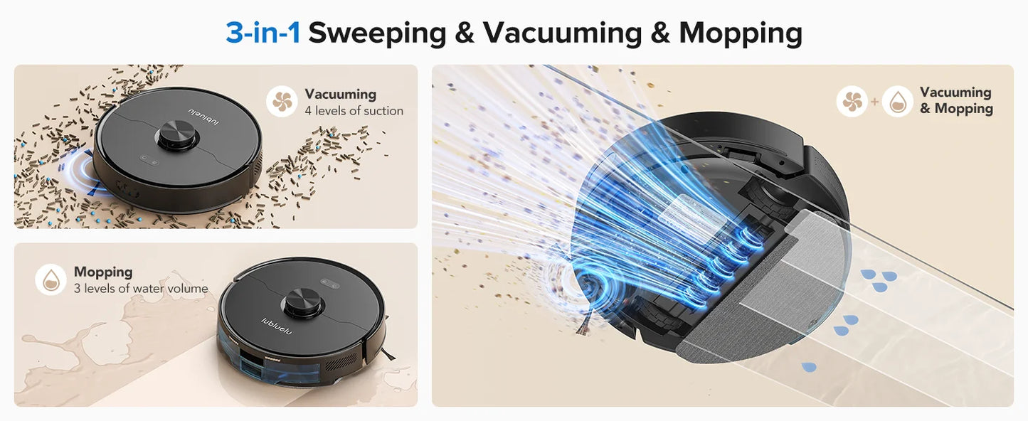 Lubluelu L15 Max 3-in-1 Robot Vacuum & Mop with 5500Pa Suction & Smart Mapping