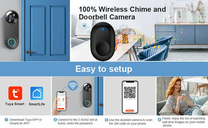 1080P WiFi Smart Video Doorbell with Night Vision & Motion Detect
