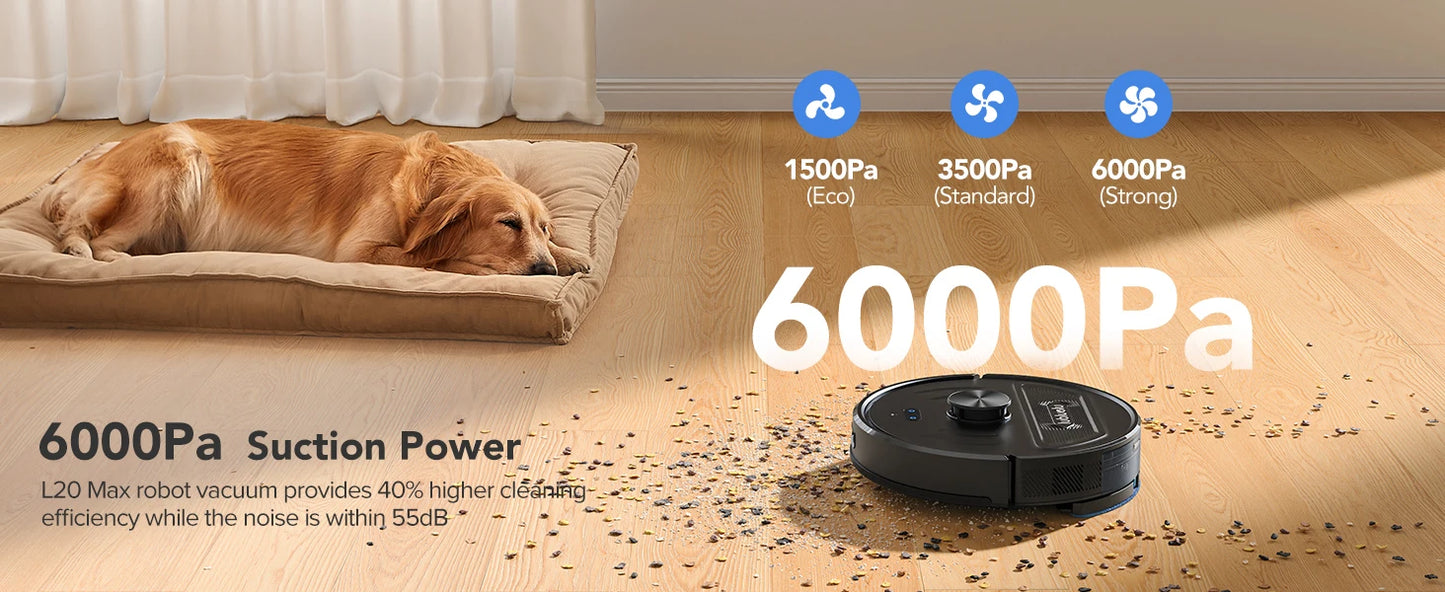 Lubluelu L20 Max Robot Vacuum & Mop – Smart LiDAR, Auto Mop Lift, 6000Pa Power