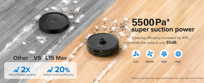 Lubluelu L15 Max 3-in-1 Robot Vacuum & Mop with 5500Pa Suction & Smart Mapping