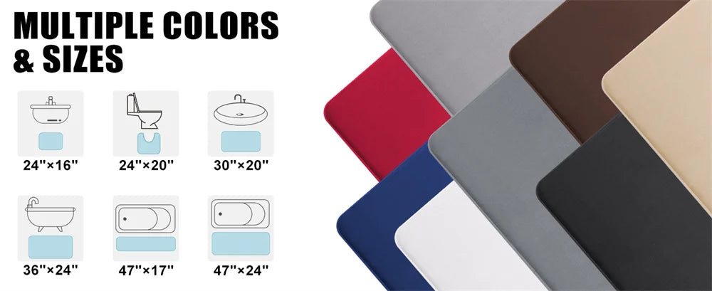Non-Slip Silicone Bath Mat Quick Dry Bathroom Rug