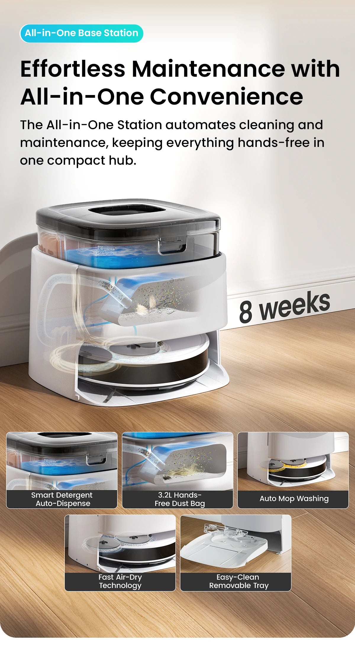 Lefant M3L Smart Robot Vacuum & Mop – 12000Pa Laser Mapping with Auto Wash & Dry Station