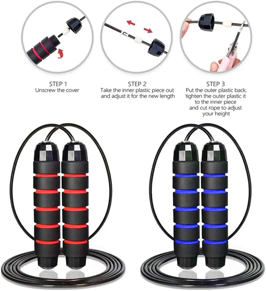 Adjustable Speed Jump Rope with Ball Bearings & Foam Handles