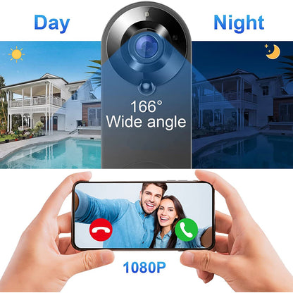 1080P WiFi Smart Video Doorbell with Night Vision & Motion Detect
