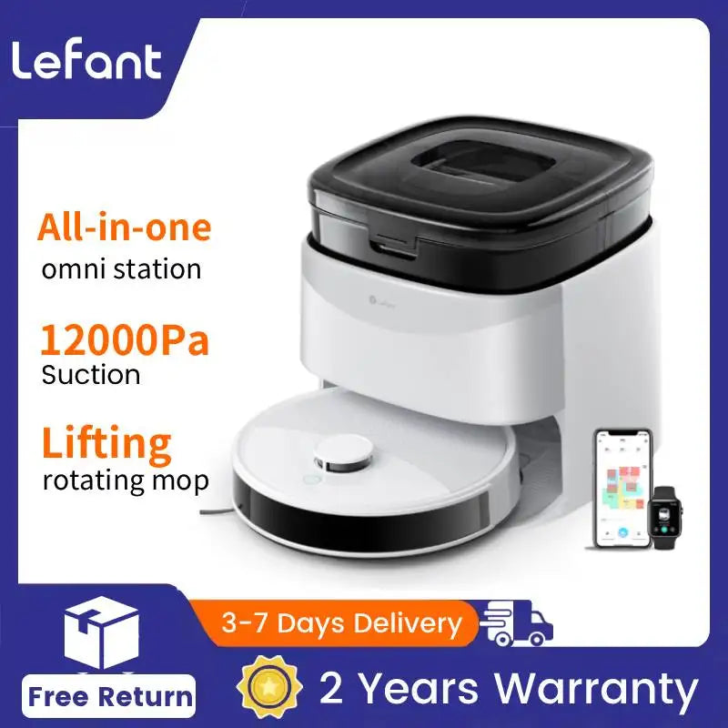 Lefant M3L Smart Robot Vacuum & Mop – 12000Pa Laser Mapping with Auto Wash & Dry Station