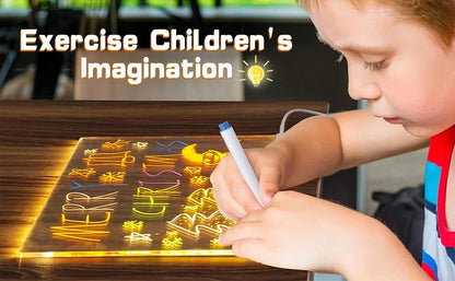 LED Glow Drawing Board with Markers & Stand – Kids DIY Toy