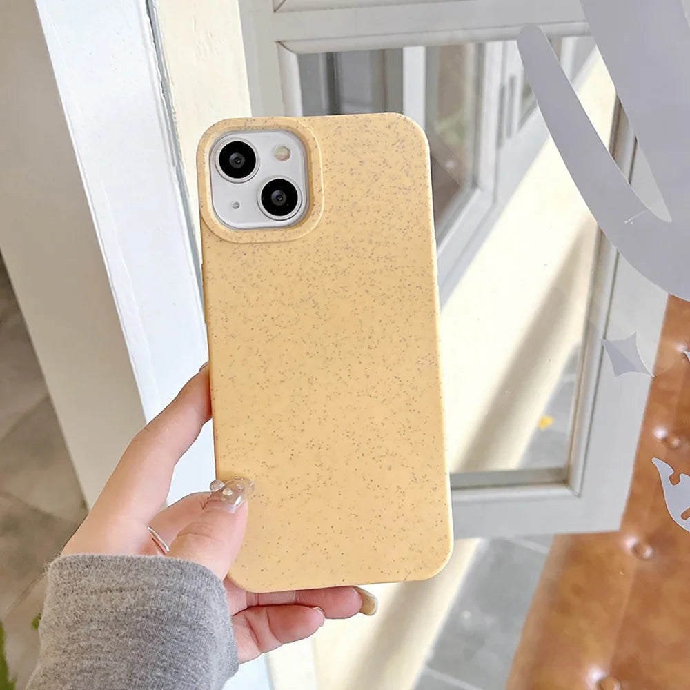 Biodegradable Wheat Straw iPhone Case – Eco Shockproof Cover