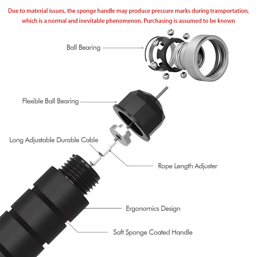 Adjustable Speed Jump Rope with Ball Bearings & Foam Handles