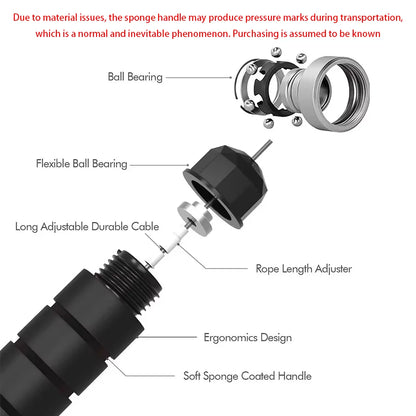 Adjustable Speed Jump Rope with Ball Bearings & Foam Handles