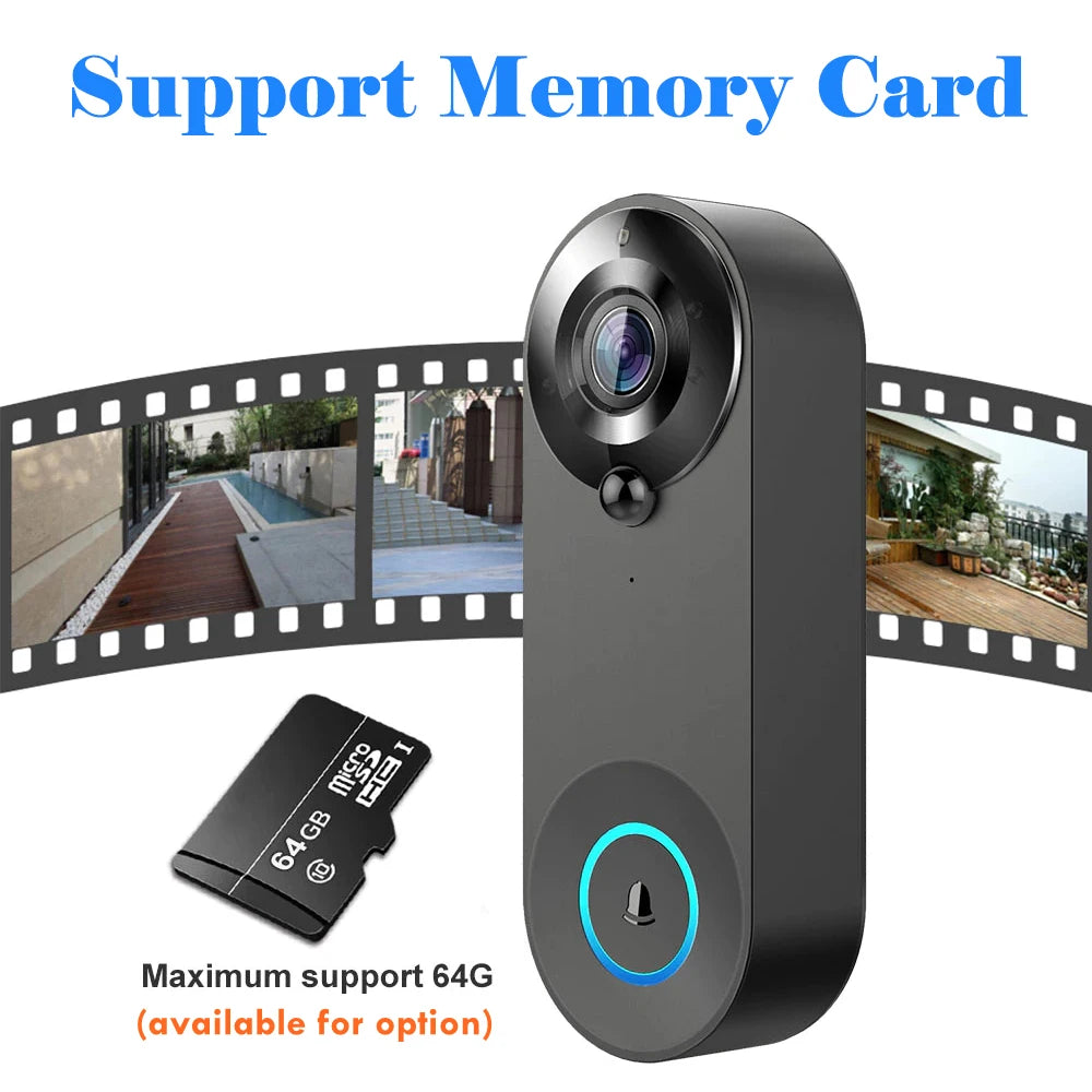 1080P WiFi Smart Video Doorbell with Night Vision & Motion Detect
